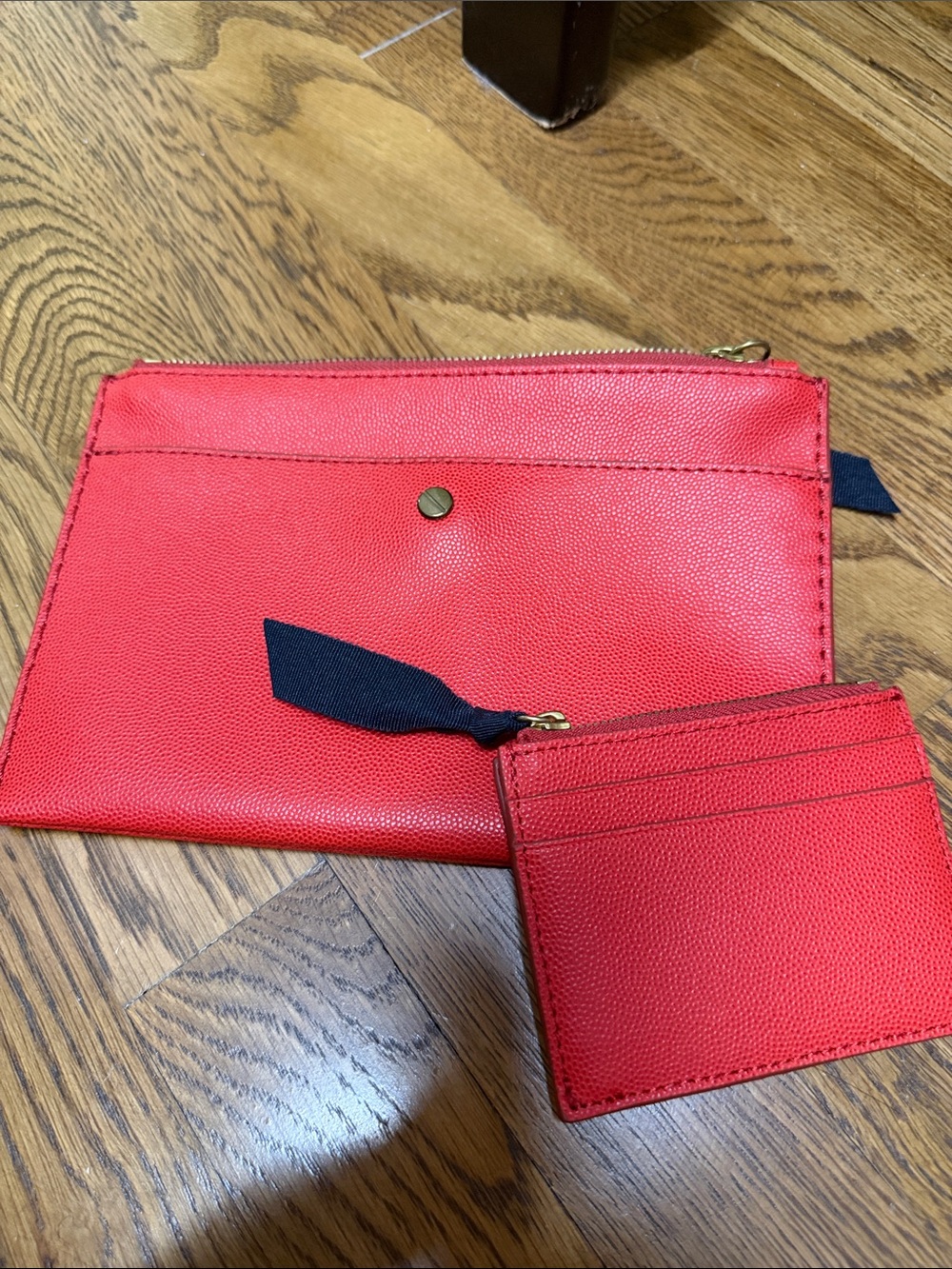 J Crew Red Women's Leather clutch and Cardholder Set